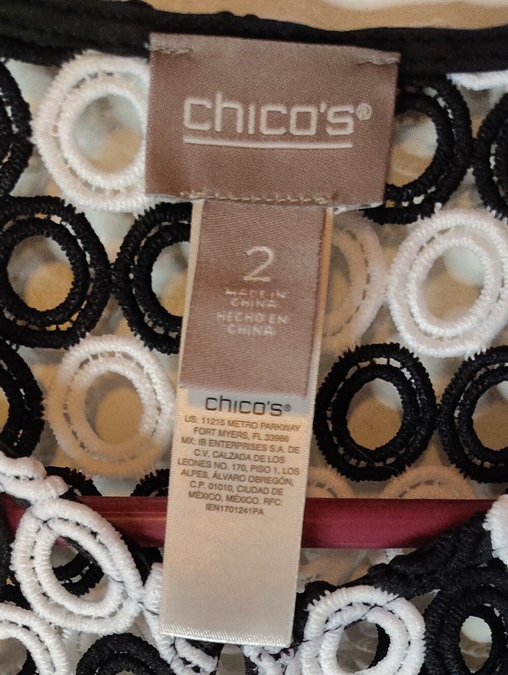 Chico's Black and White Crochet Circle Jacket Size 2 - Picture 2 of 3